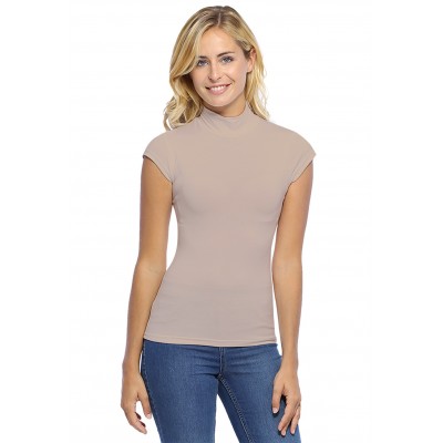 Tee-shirt col montant et petites manches capes en modal PENNY02