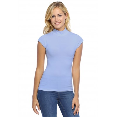 Tee-shirt col montant et petites manches capes en modal PENNY02
