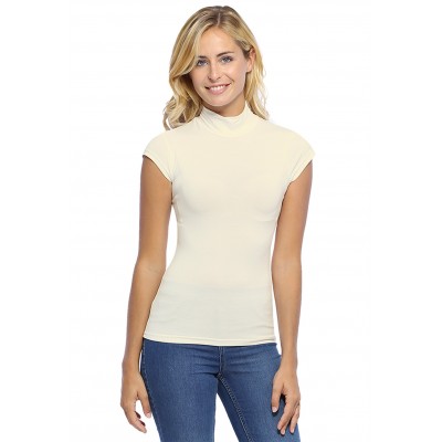 Tee-shirt col montant et petites manches capes en modal PENNY02