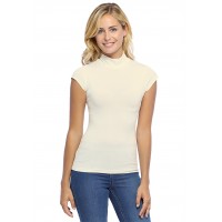Tee-shirt col montant et petites manches capes en modal PENNY02