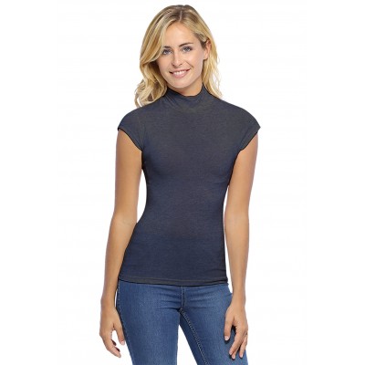 Tee-shirt col montant et petites manches capes en modal PENNY02