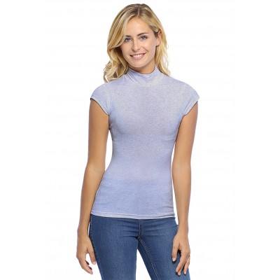 Tee-shirt col montant et petites manches capes en modal PENNY02