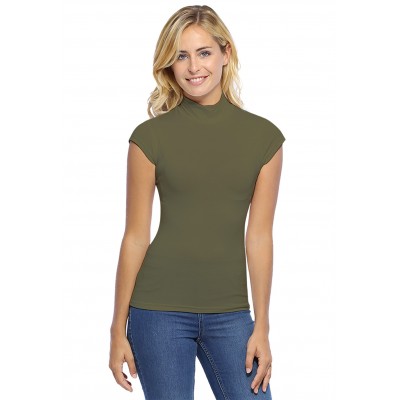 Tee-shirt col montant et petites manches capes en modal PENNY02