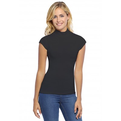 Tee-shirt col montant et petites manches capes en modal PENNY02