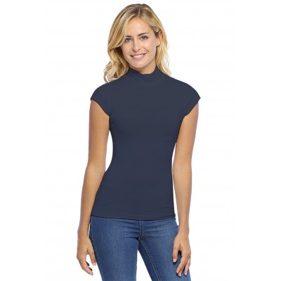 Tee-shirt col montant et petites manches capes en modal PENNY02