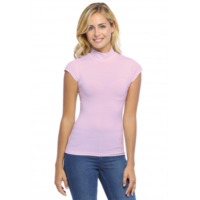 Tee-shirt col montant et petites manches capes en modal PENNY02