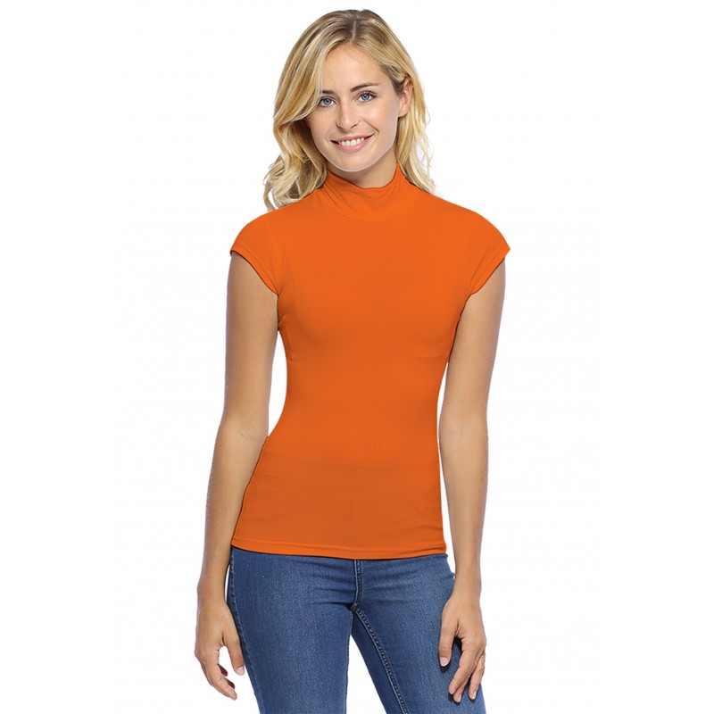 Tee-shirt col montant et petites manches capes en modal PENNY02 Tee-shirt col montant et petites manches capes en modal PENNY02