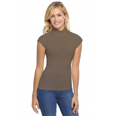Tee-shirt col montant et petites manches capes en modal PENNY02