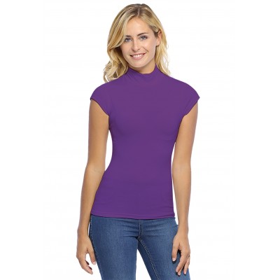 Tee-shirt col montant et petites manches capes en modal PENNY02