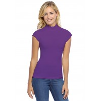 Tee-shirt col montant et petites manches capes en modal PENNY02