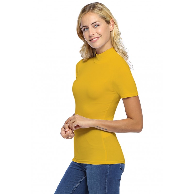 Tee-shirt col montant et manches courtes en modal PENNY03 Tee-shirt col montant et manches courtes en modal PENNY03