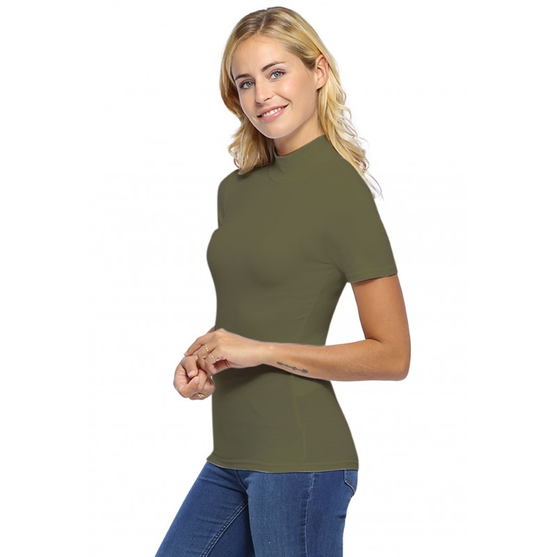 Tee-shirt col montant et manches courtes en modal PENNY03 Tee-shirt col montant et manches courtes en modal PENNY03