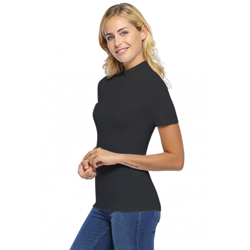 Tee-shirt col montant et manches courtes en modal PENNY03 Tee-shirt col montant et manches courtes en modal PENNY03