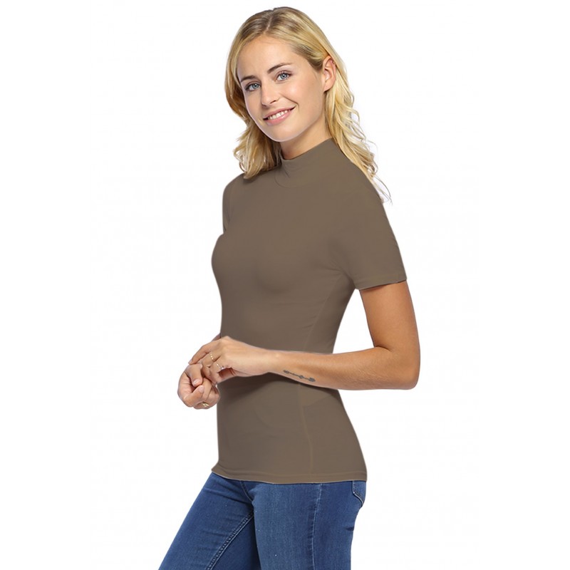 Tee-shirt col montant et manches courtes en modal PENNY03 Tee-shirt col montant et manches courtes en modal PENNY03