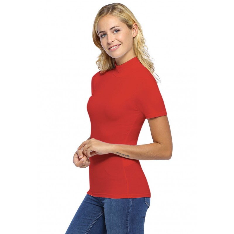 Tee-shirt col montant et manches courtes en modal PENNY03 Tee-shirt col montant et manches courtes en modal PENNY03