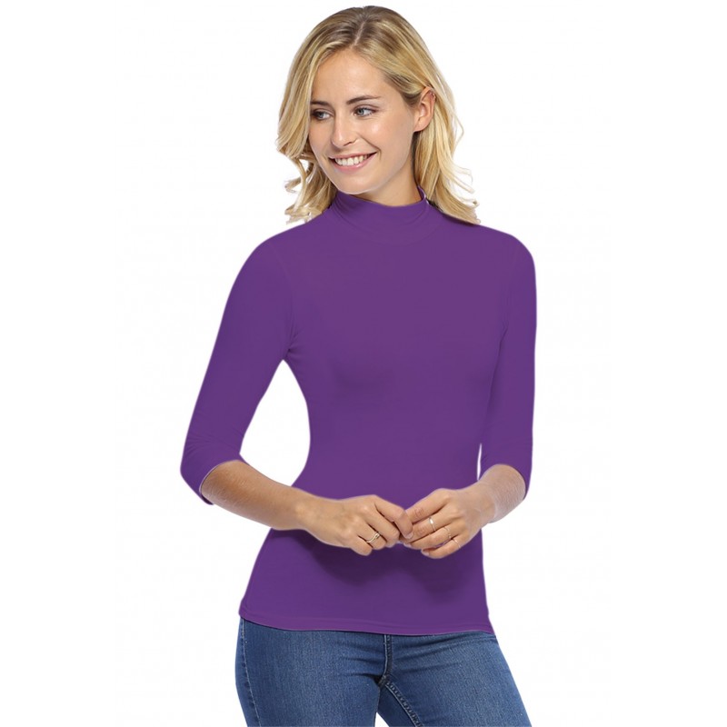 Tee-shirt col montant manches 3-4 en modal PENNY04 Tee-shirt col montant manches 3-4 en modal PENNY04