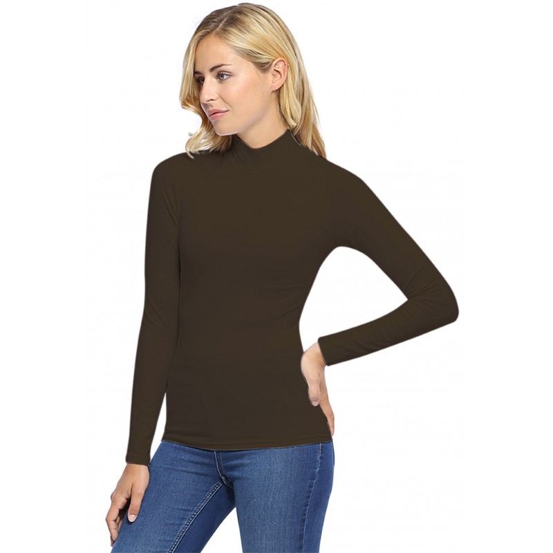Tee-shirt col montant manches longues en modal PENNY05 Tee-shirt col montant manches longues en modal PENNY05
