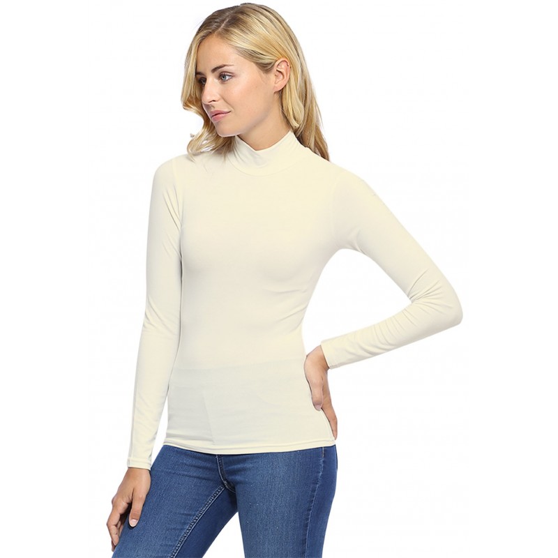 Tee-shirt col montant manches longues en modal PENNY05 Tee-shirt col montant manches longues en modal PENNY05
