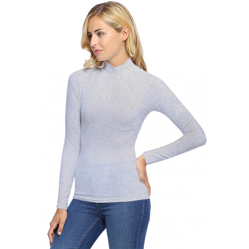 Tee-shirt col montant manches longues en modal PENNY05 Tee-shirt col montant manches longues en modal PENNY05