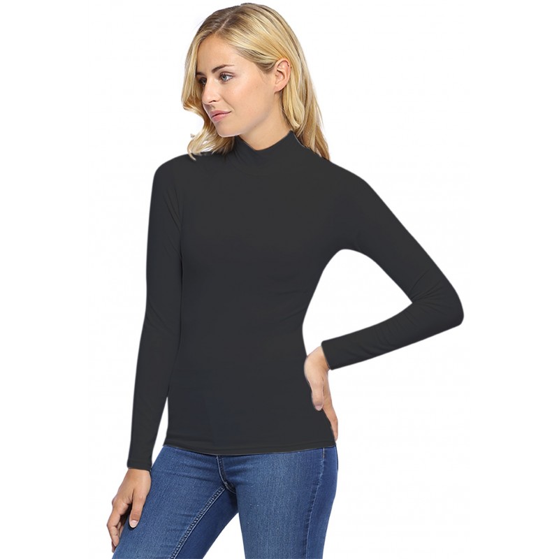 Tee-shirt col montant manches longues en modal PENNY05 Tee-shirt col montant manches longues en modal PENNY05