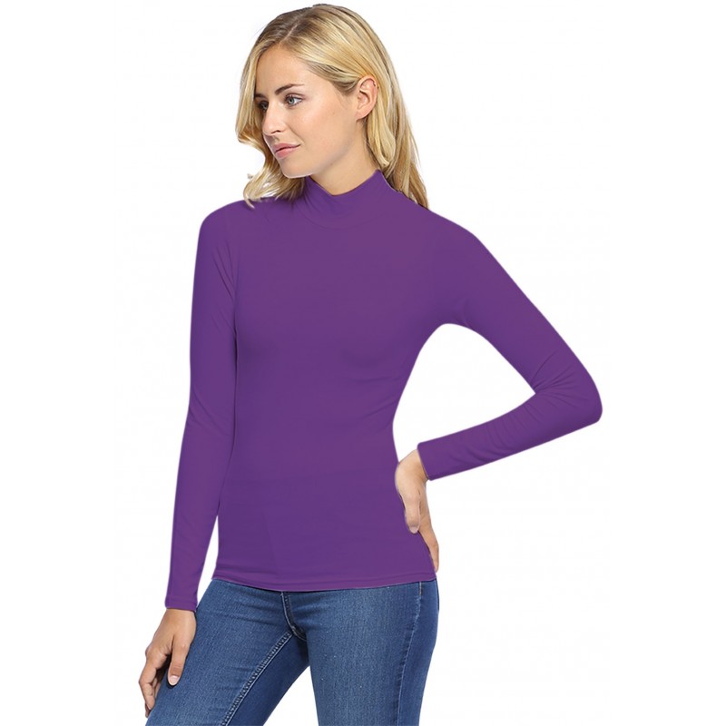 Tee-shirt col montant manches longues en modal PENNY05 Tee-shirt col montant manches longues en modal PENNY05