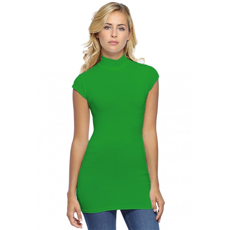 T-shirt long col montant et petites manches capes en modal PENNY07 T-shirt long col montant et petites manches capes en modal PENNY07