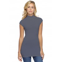 T-shirt long col montant et petites manches capes en modal PENNY07