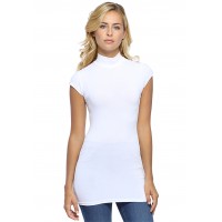 T-shirt long col montant et petites manches capes en modal PENNY07