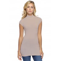 T-shirt long col montant et petites manches capes en modal PENNY07