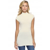T-shirt long col montant et petites manches capes en modal PENNY07