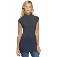 T-shirt long col montant et petites manches capes en modal PENNY07