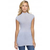 T-shirt long col montant et petites manches capes en modal PENNY07