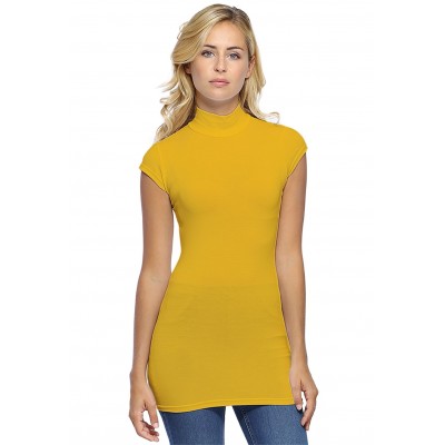 T-shirt long col montant et petites manches capes en modal PENNY07