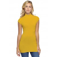 T-shirt long col montant et petites manches capes en modal PENNY07