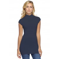 T-shirt long col montant et petites manches capes en modal PENNY07