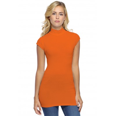 T-shirt long col montant et petites manches capes en modal PENNY07