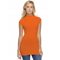 T-shirt long col montant et petites manches capes en modal PENNY07