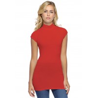T-shirt long col montant et petites manches capes en modal PENNY07