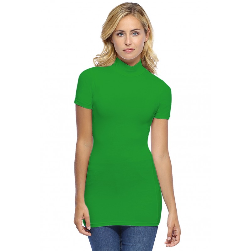 Tee-shirt long col montant et manches courtes en modal PENNY08 Tee-shirt long col montant et manches courtes en modal PENNY08