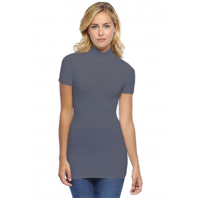 Tee-shirt long col montant et manches courtes en modal PENNY08