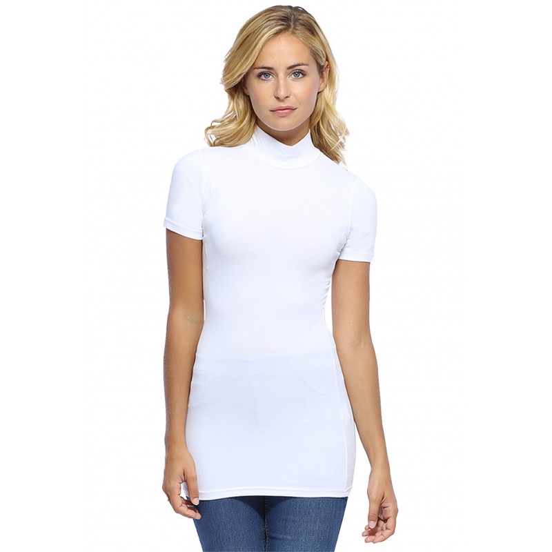 Tee-shirt long col montant et manches courtes en modal PENNY08 Tee-shirt long col montant et manches courtes en modal PENNY08