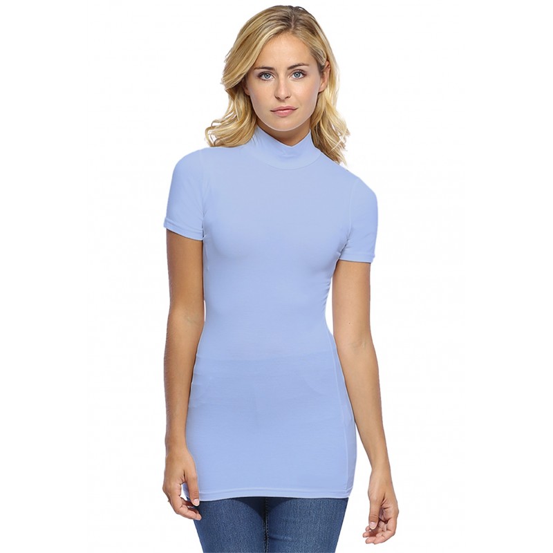 Tee-shirt long col montant et manches courtes en modal PENNY08 Tee-shirt long col montant et manches courtes en modal PENNY08