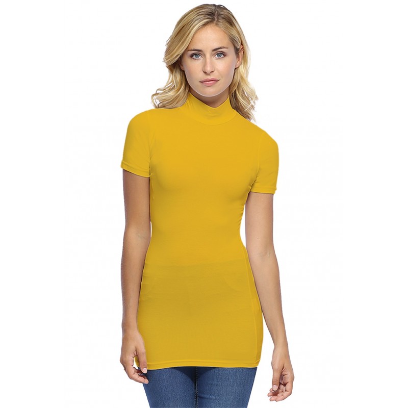 Tee-shirt long col montant et manches courtes en modal PENNY08 Tee-shirt long col montant et manches courtes en modal PENNY08