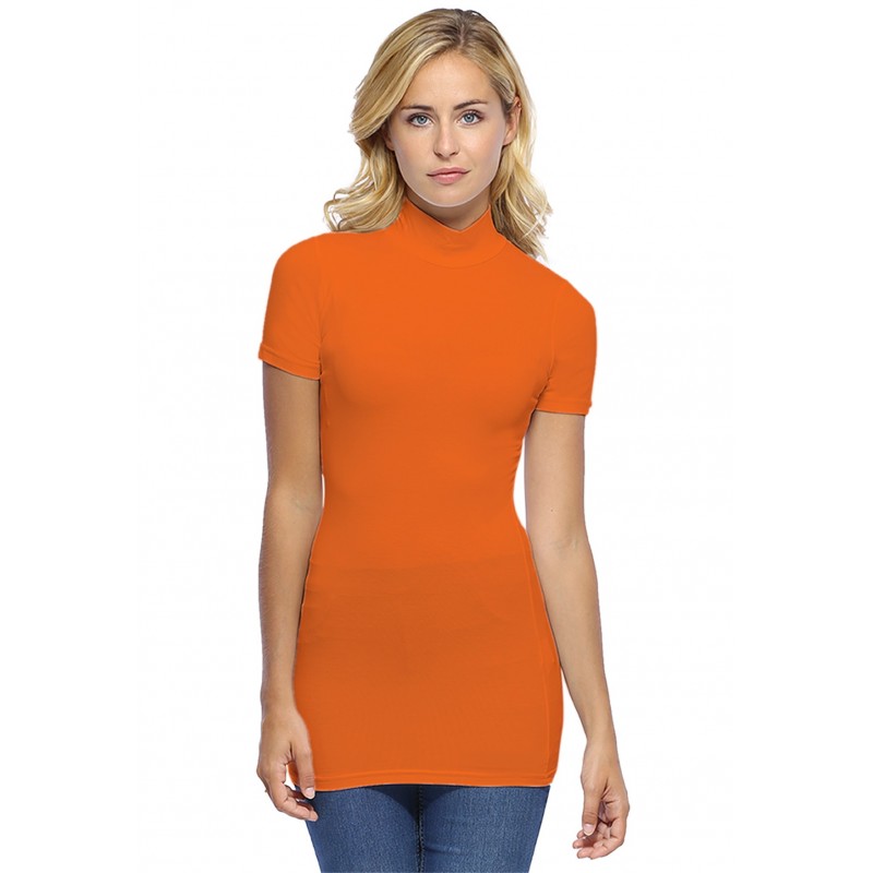 Tee-shirt long col montant et manches courtes en modal PENNY08 Tee-shirt long col montant et manches courtes en modal PENNY08