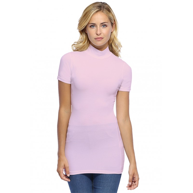 Tee-shirt long col montant et manches courtes en modal PENNY08 Tee-shirt long col montant et manches courtes en modal PENNY08