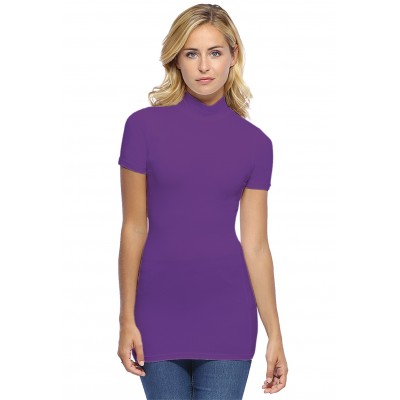 Tee-shirt long col montant et manches courtes en modal PENNY08
