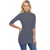 Tee-shirt long col montant et manches 3-4 en modal PENNY09