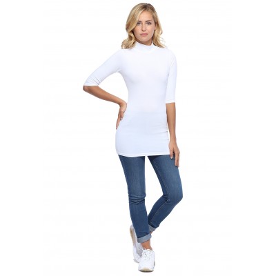 Tee-shirt long col montant et manches 3-4 en modal PENNY09