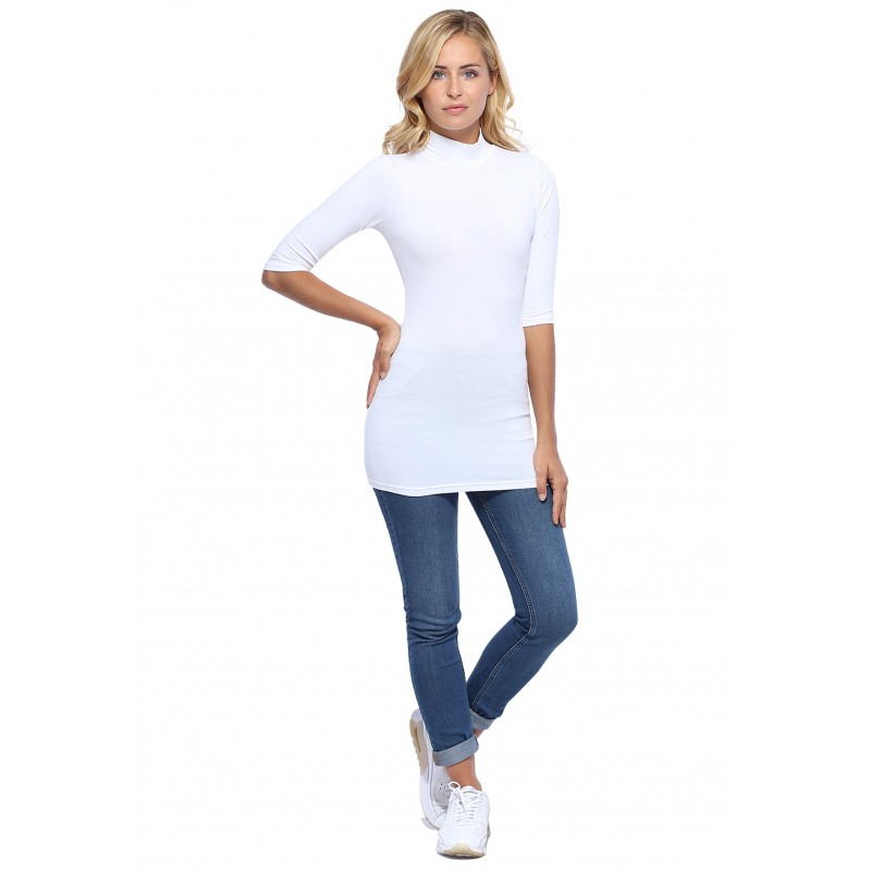 Tee-shirt long col montant et manches 3-4 en modal PENNY09 Tee-shirt long col montant et manches 3-4 en modal PENNY09