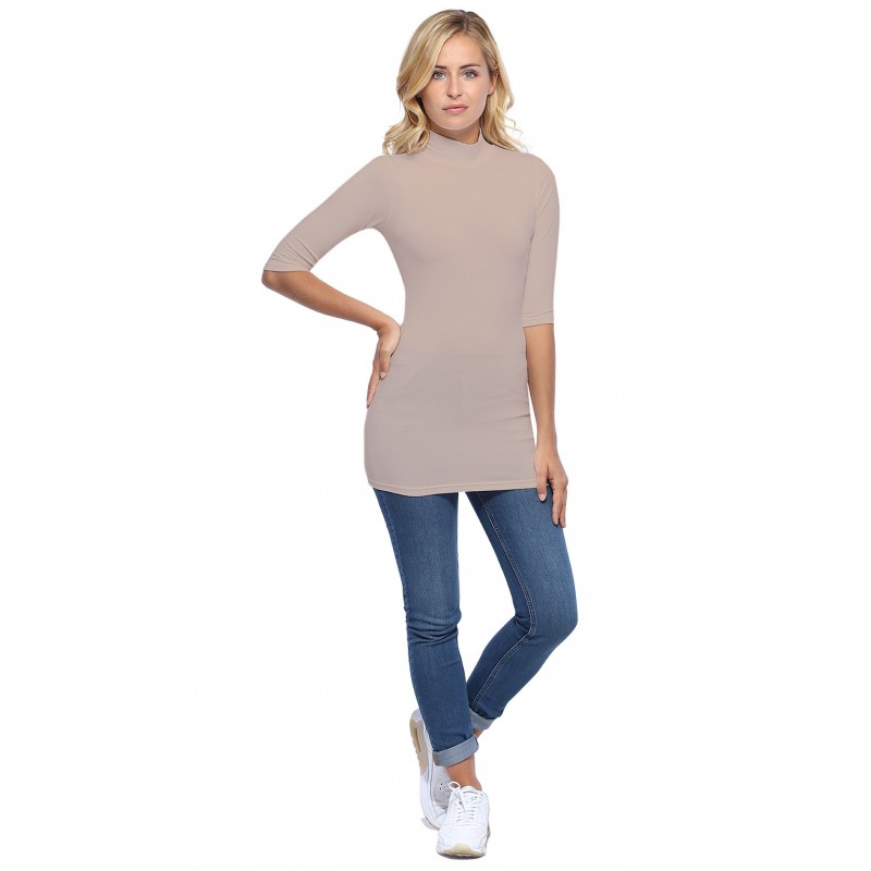 Tee-shirt long col montant et manches 3-4 en modal PENNY09 Tee-shirt long col montant et manches 3-4 en modal PENNY09